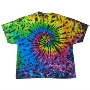 Tie Dye Spiral 3XL Rainbow Scrunch Gildan Heavy Cotton Short Sleeve Men New Plus
